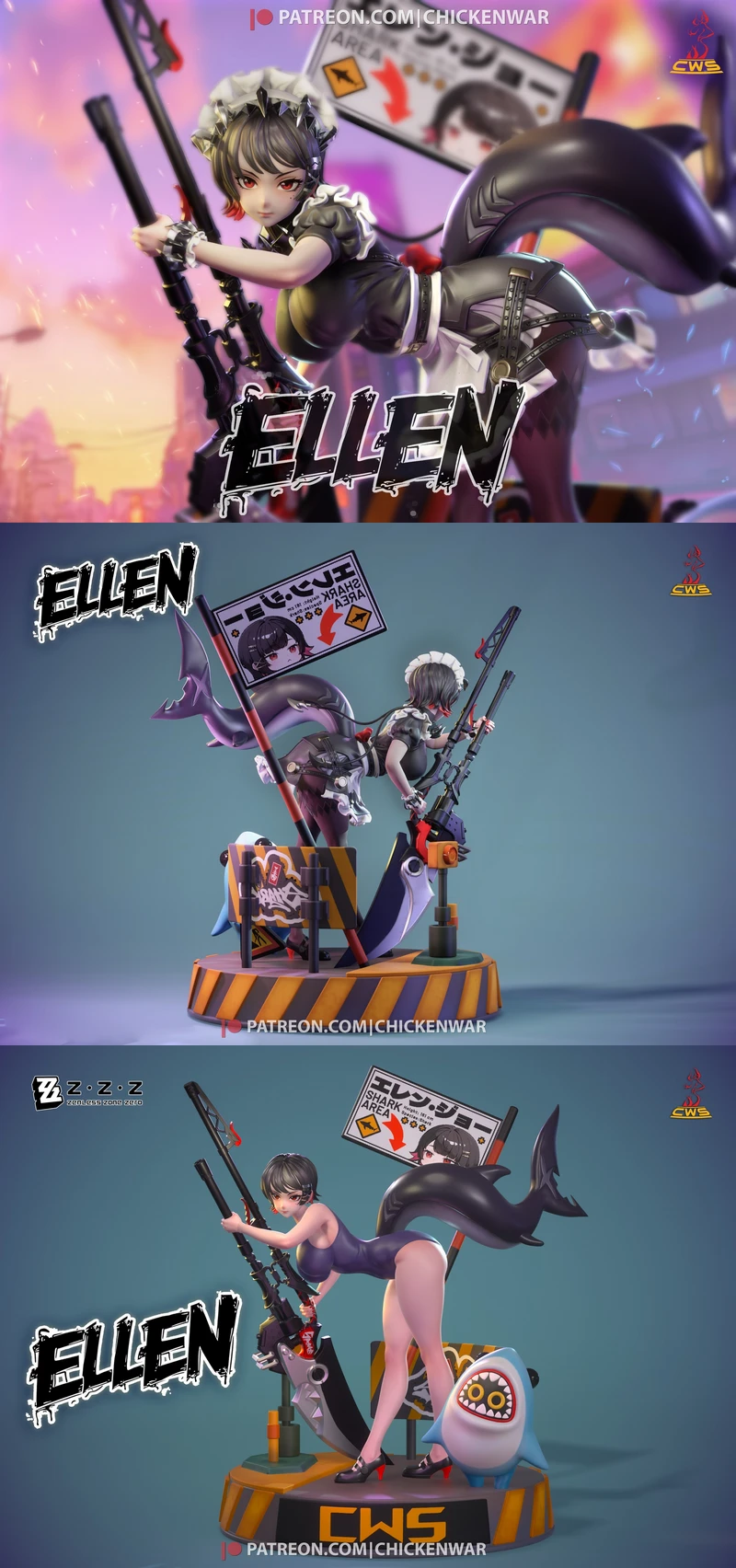 Printable Ellen Joe Figure | Zenless Zone Zero STL File STL model for 3D printing