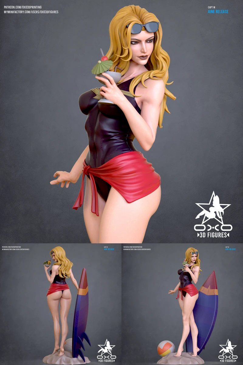 Captain Marvel Swimsuit Tabletop Miniature Figure STL model for 3D printing