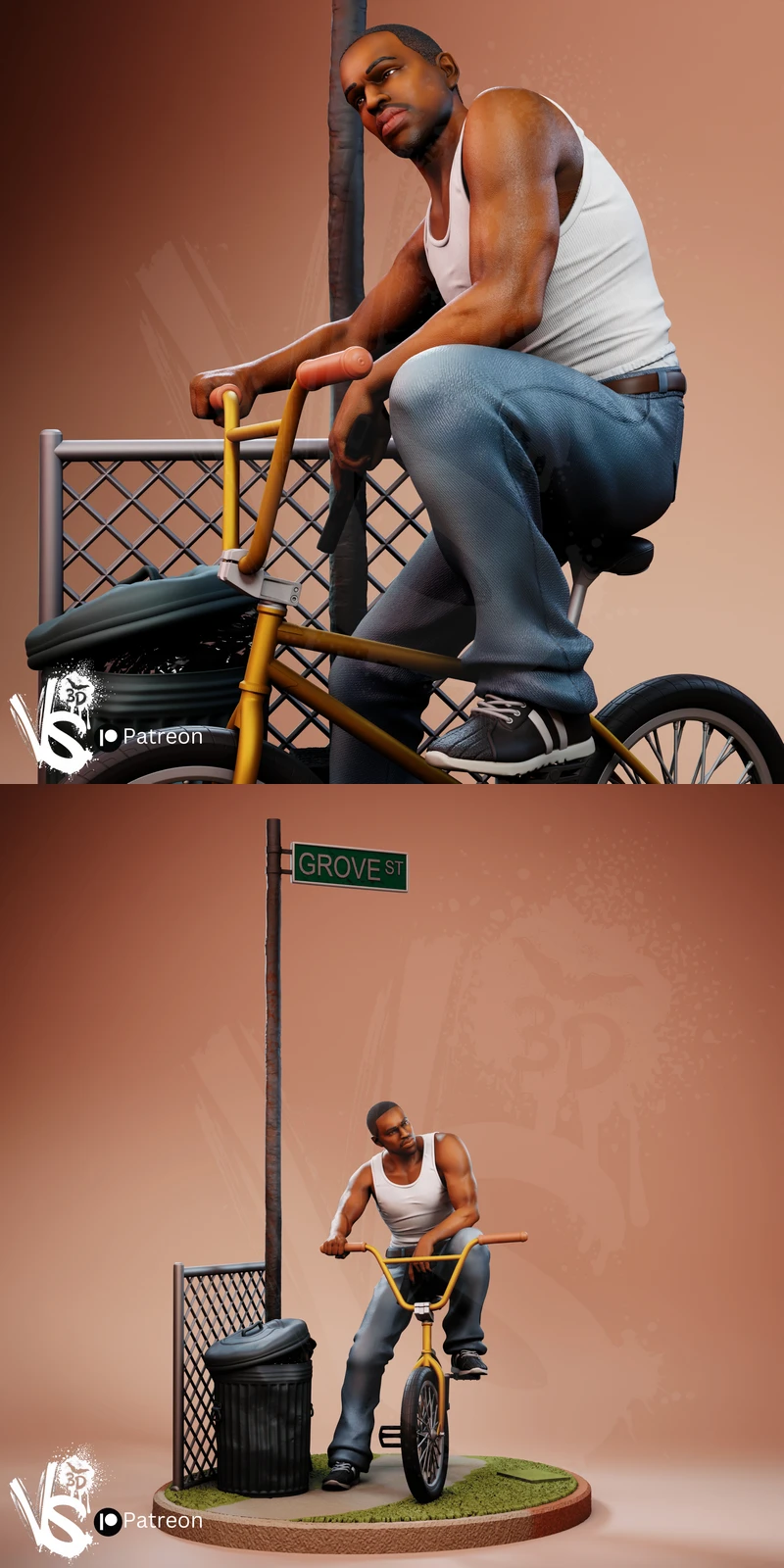 Carl “CJ” Johnson – GTA San Andreas STL Figure for 3D Printing STL model for 3D printing
