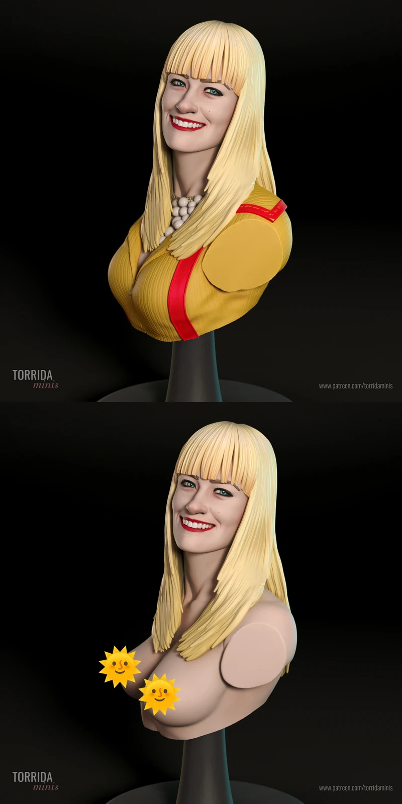 Caroline Channing bust STL model for 3D printing