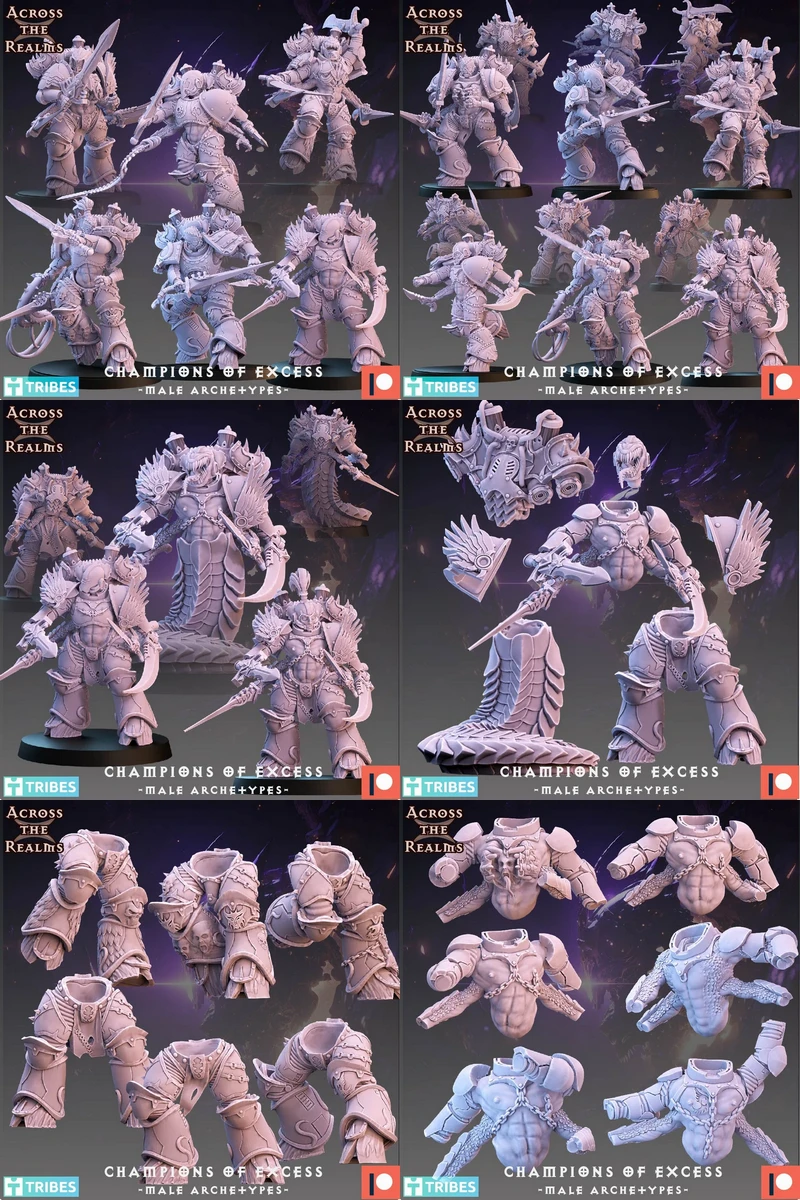 Champions of Excess – Male Archetypes STL model for 3D printing
