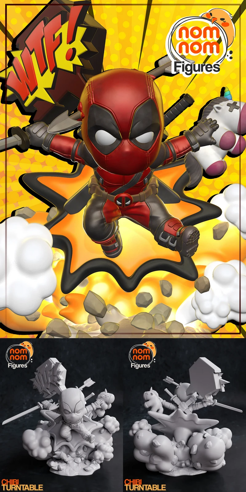 Chibi Deadpool STL model for 3D printing