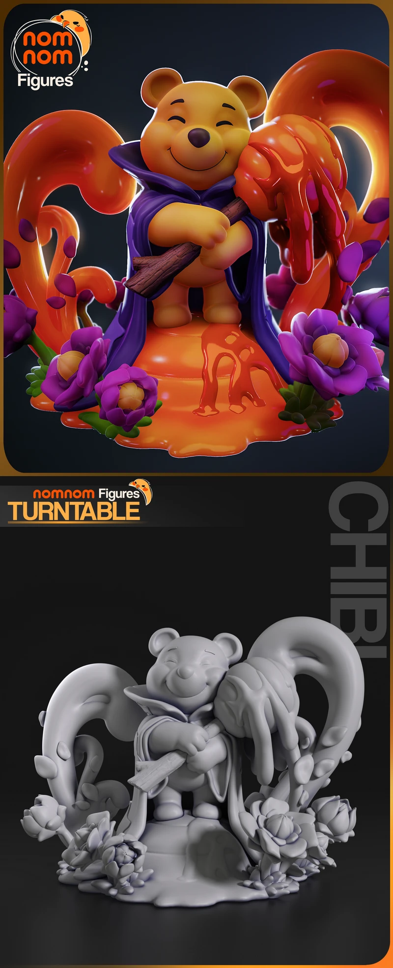 Chibi Pooh Lorcana STL model for 3D printing