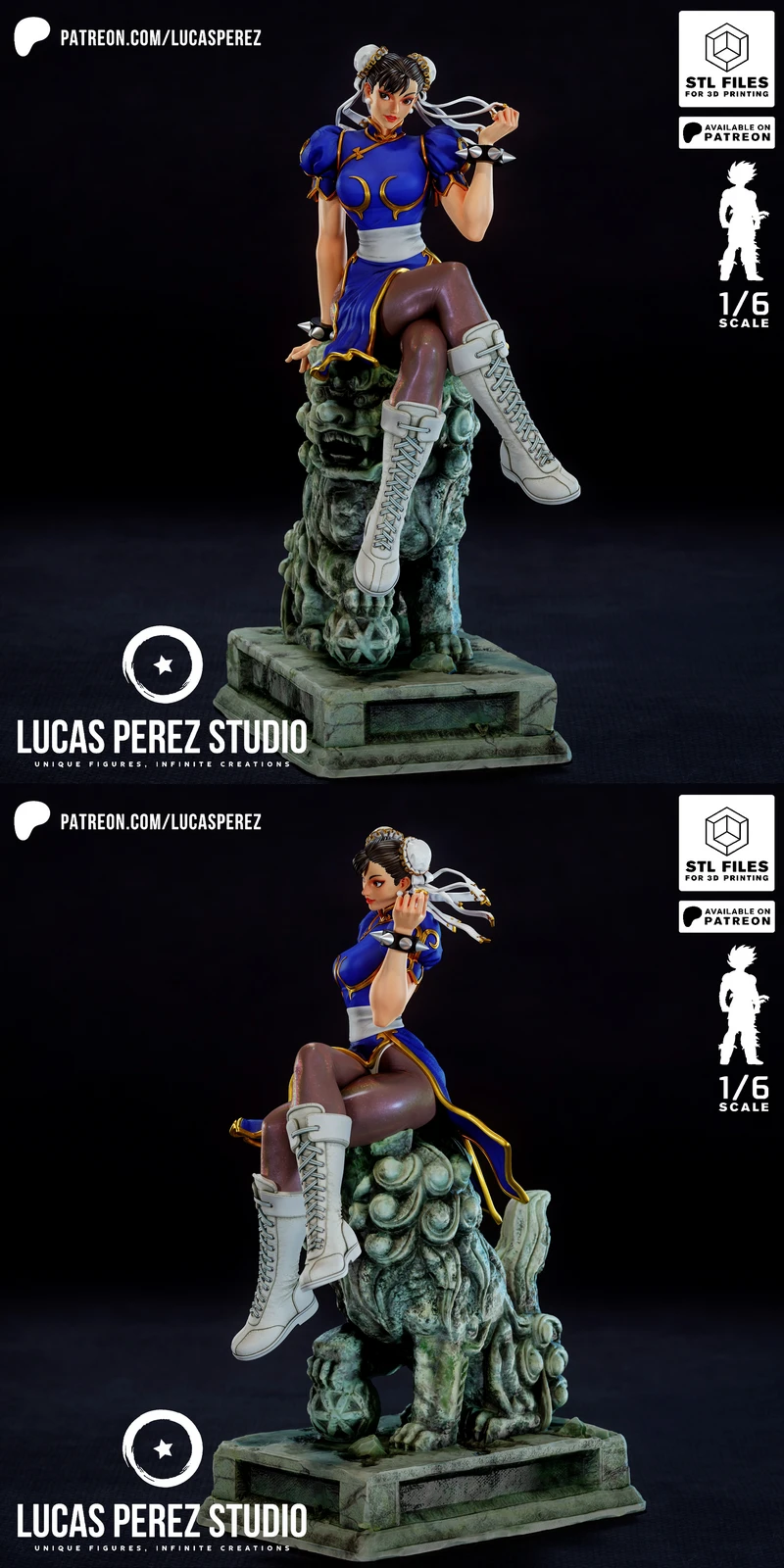 Street Fighter Chun-Li Printable Figure STL model for 3D printing