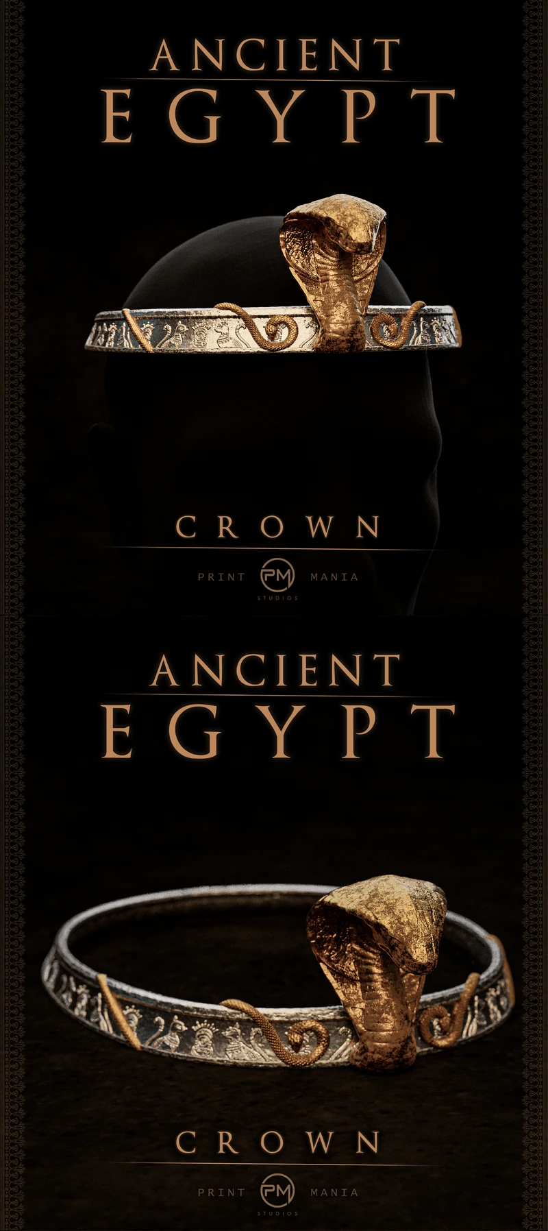 Crown Egypt STL model for 3D printing