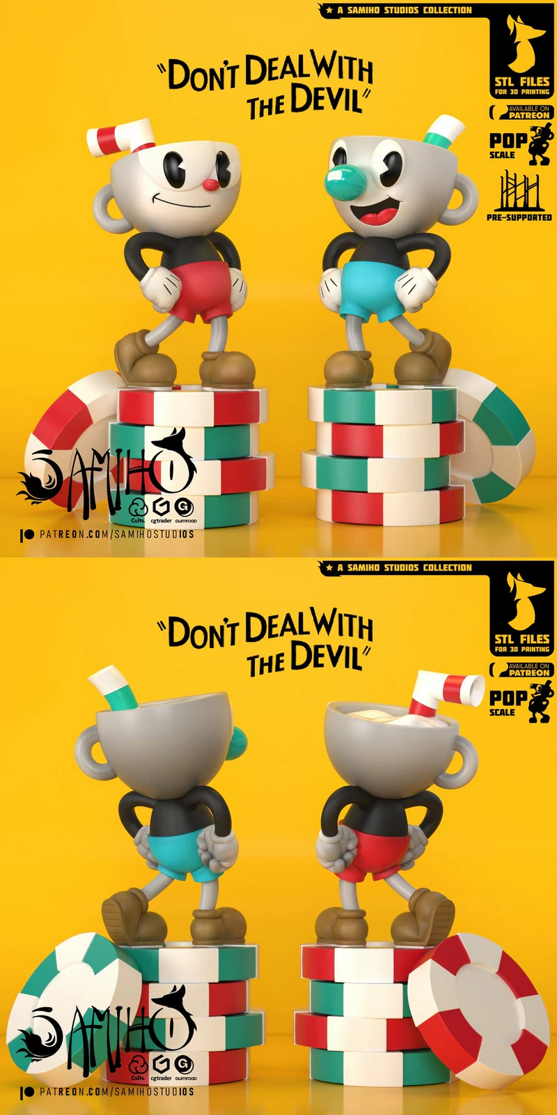 Cuphead and Mugman STL Figure for 3D Printer STL model for 3D printing