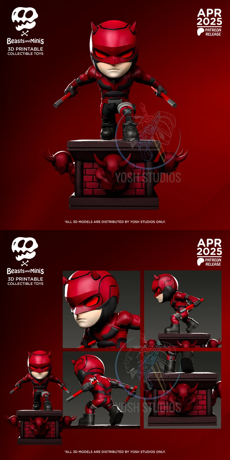 Daredevil Miniature STL File for 3D Printer STL model for 3D printing