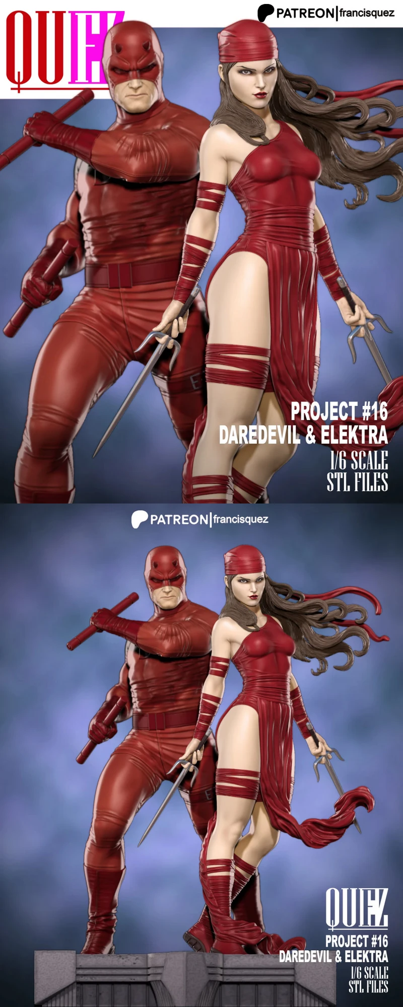 Daredevil and Elektra STL model for 3D printing