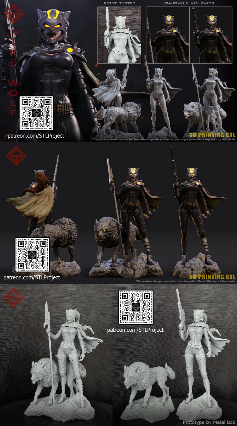 Dire Wolf Fantasy Creature Figure STL STL model for 3D printing