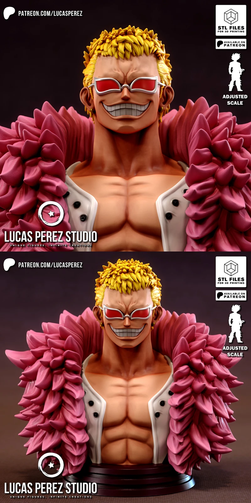Printable Doflamingo Bust | One Piece Villain STL File STL model for 3D printing