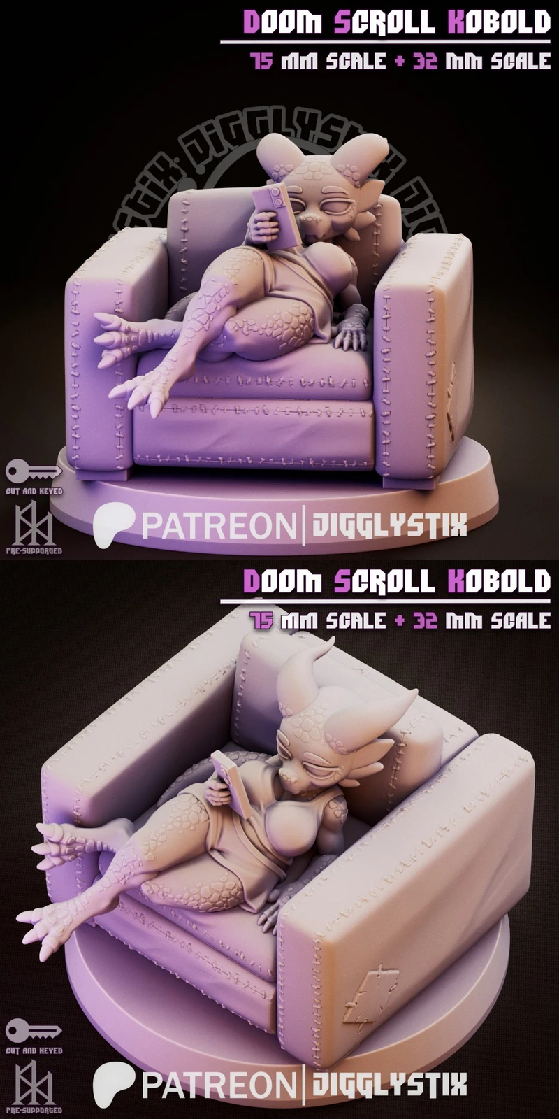 Doom Scroll Kobold STL model for 3D printing