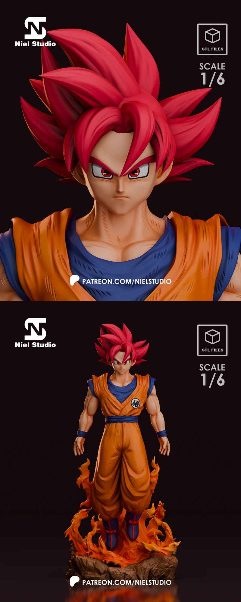 Goku Red 3D Printable STL Figure STL model for 3D printing