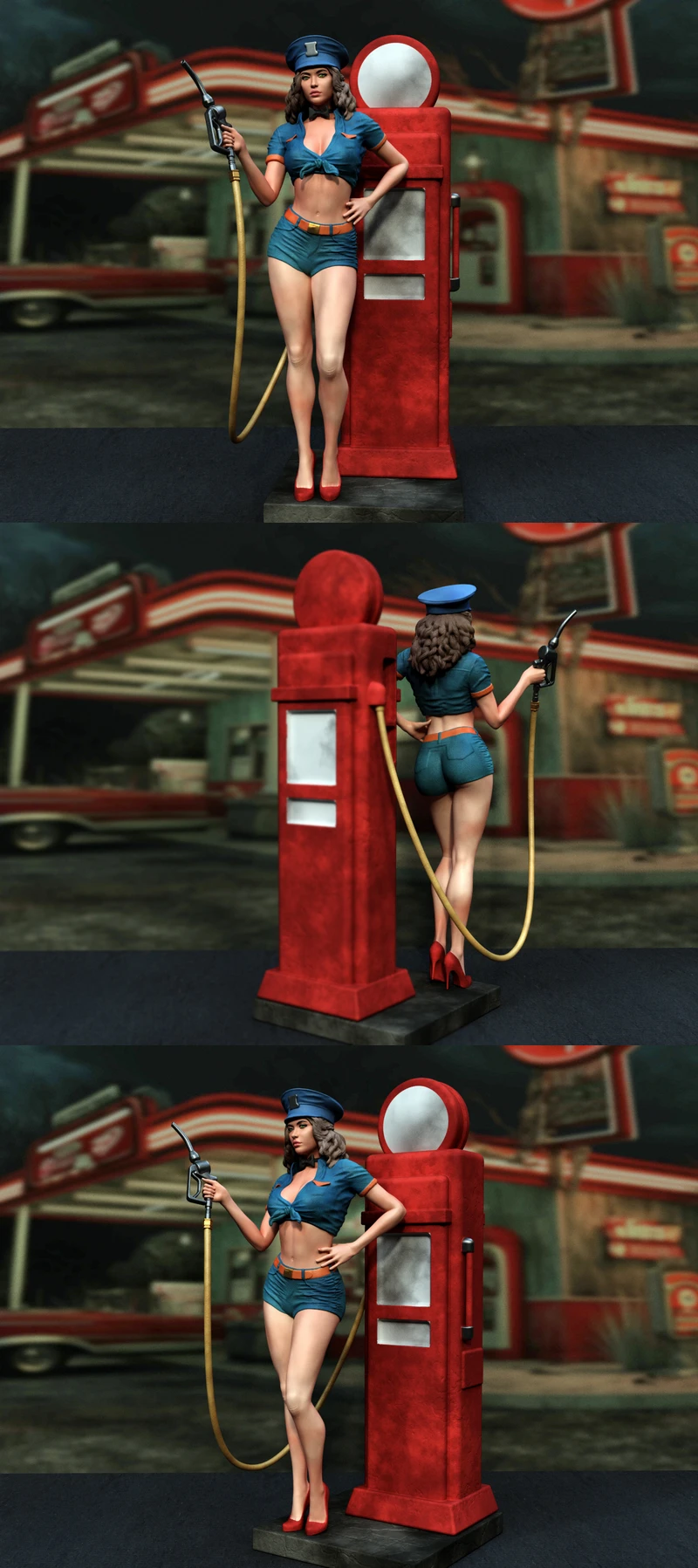 Mobil Oil Pin-Up Girl – Retro Style STL Figure STL model for 3D printing