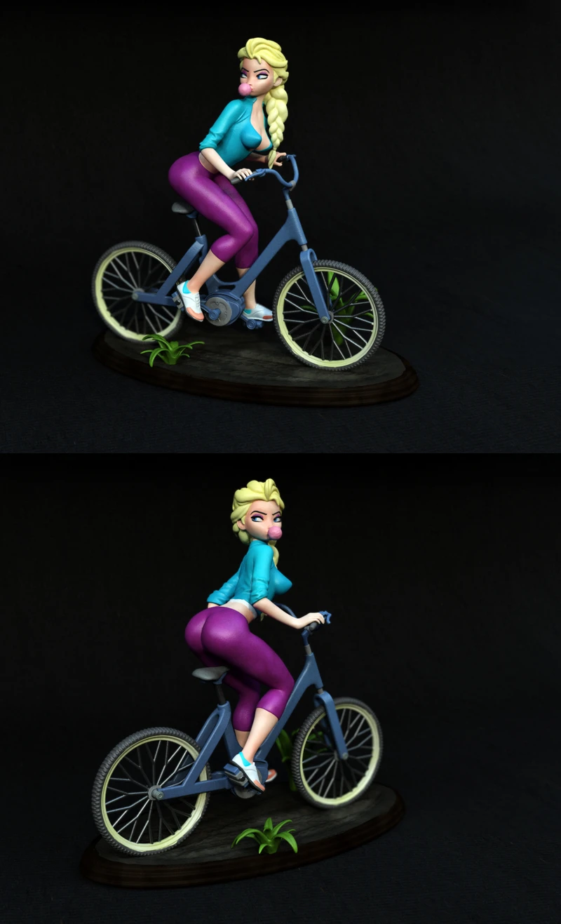 Eelsa on Bike STL | 3D Printable Figure STL model for 3D printing