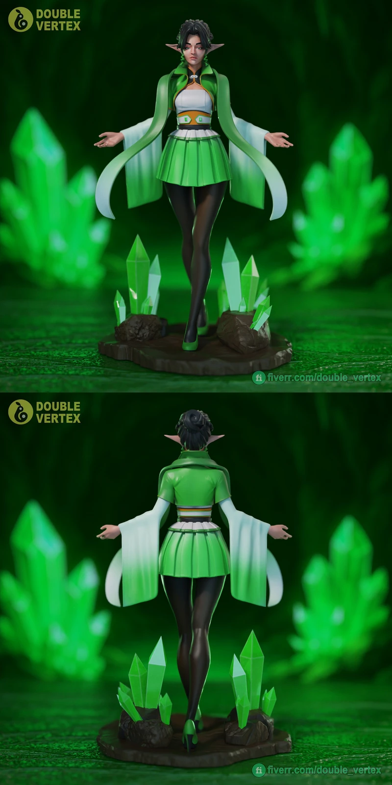 Emerald Elf – Original Fantasy STL Figure for 3D Printing STL model for 3D printing