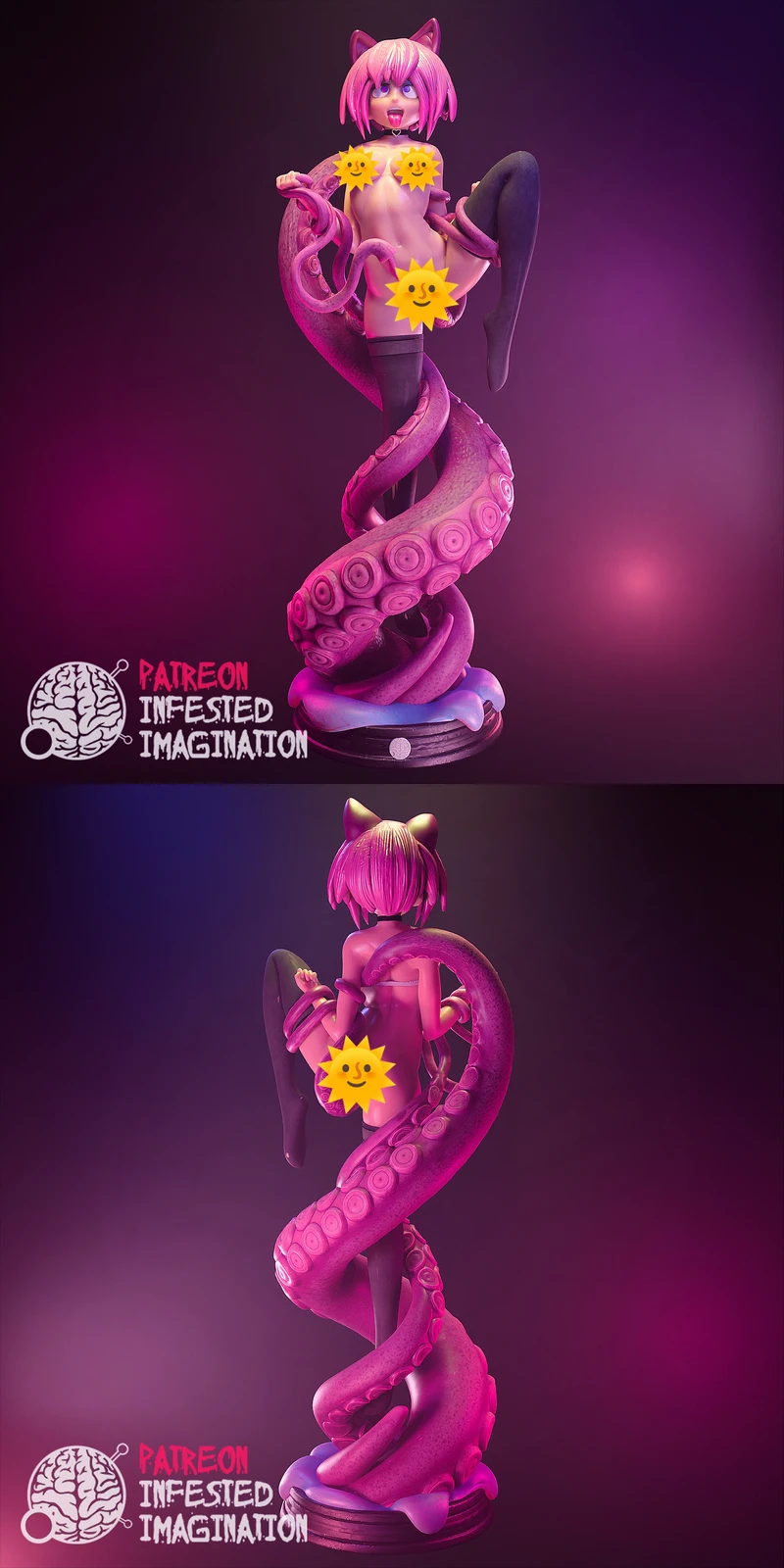 Fantasy Tentacle Encounter – Mature-Themed STL Diorama for 3D Printing STL model for 3D printing