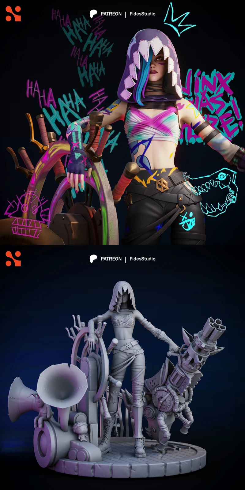 Jinx from League of Legends STL model for 3D printing