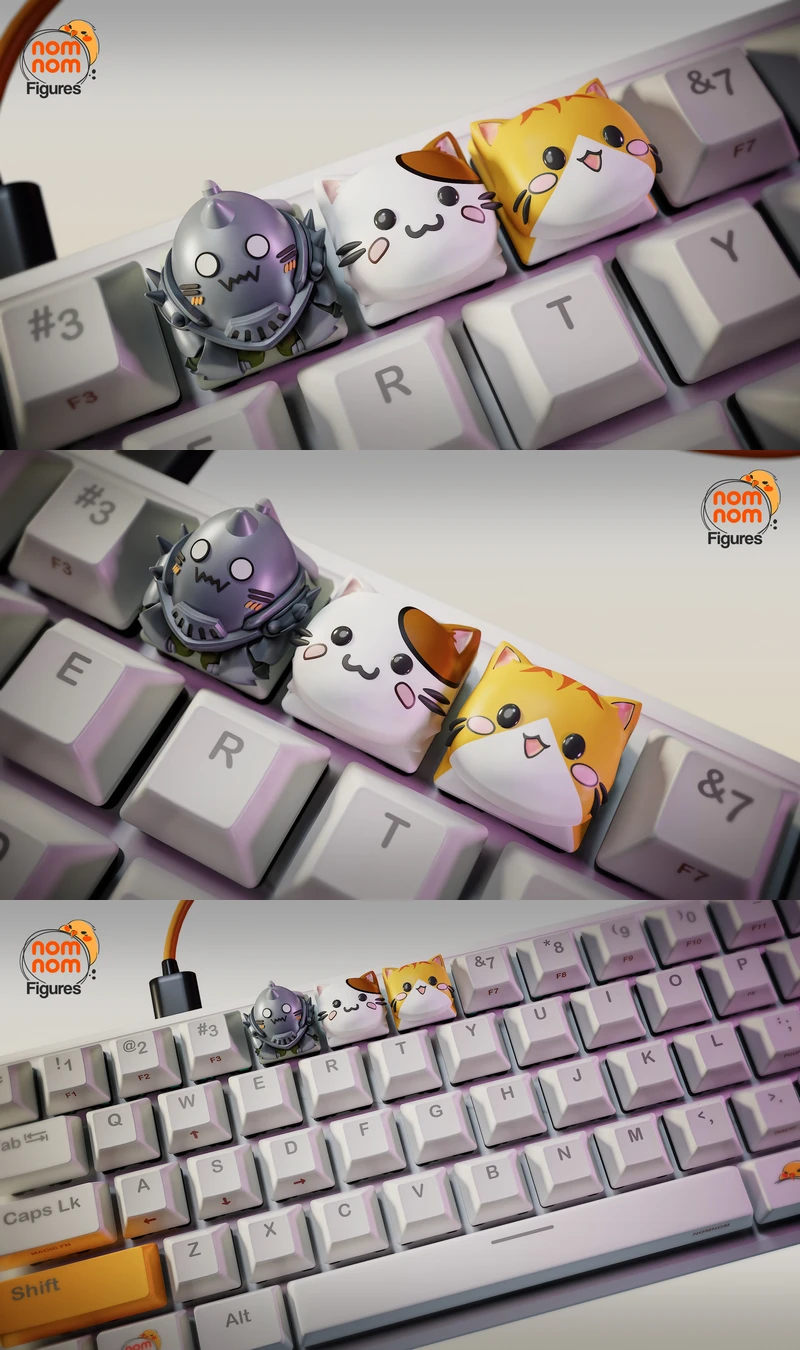 Alphonse Elric and Cats Keycaps – 3D Printable STL Model STL model for 3D printing