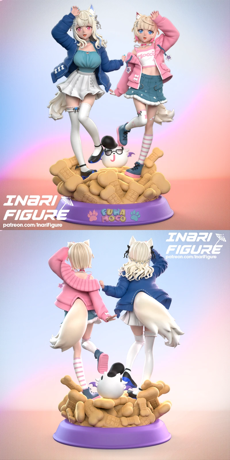 Fuwamoco Hololive Vtuber Figures STL model for 3D printing