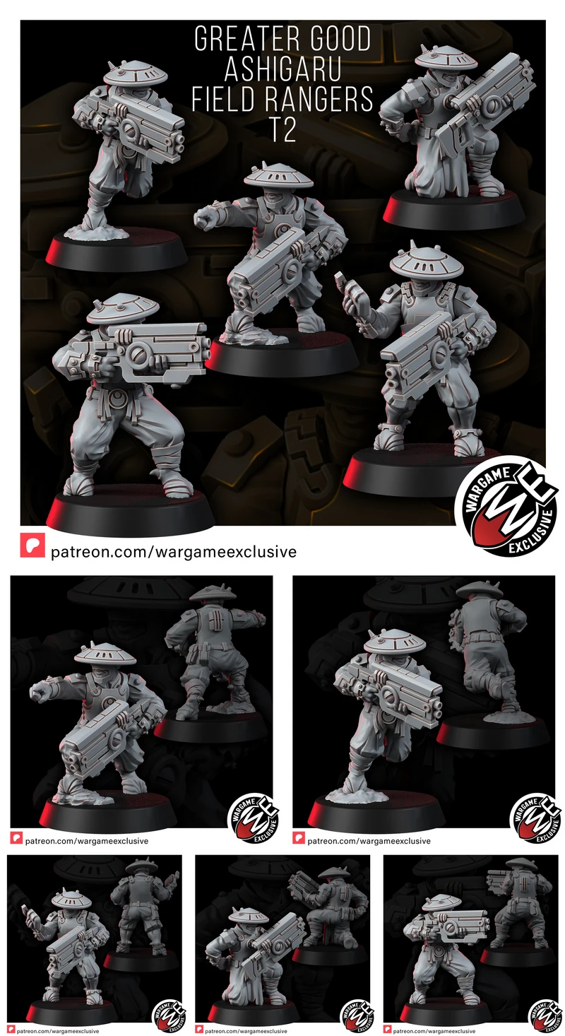 GREATER GOOD ASHIGARU FIELD RANGERS T2 STL model for 3D printing