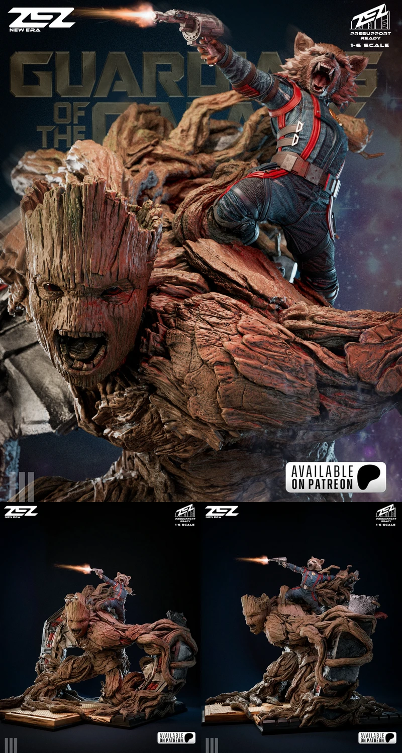 GROOT AND ROCKET STL model for 3D printing