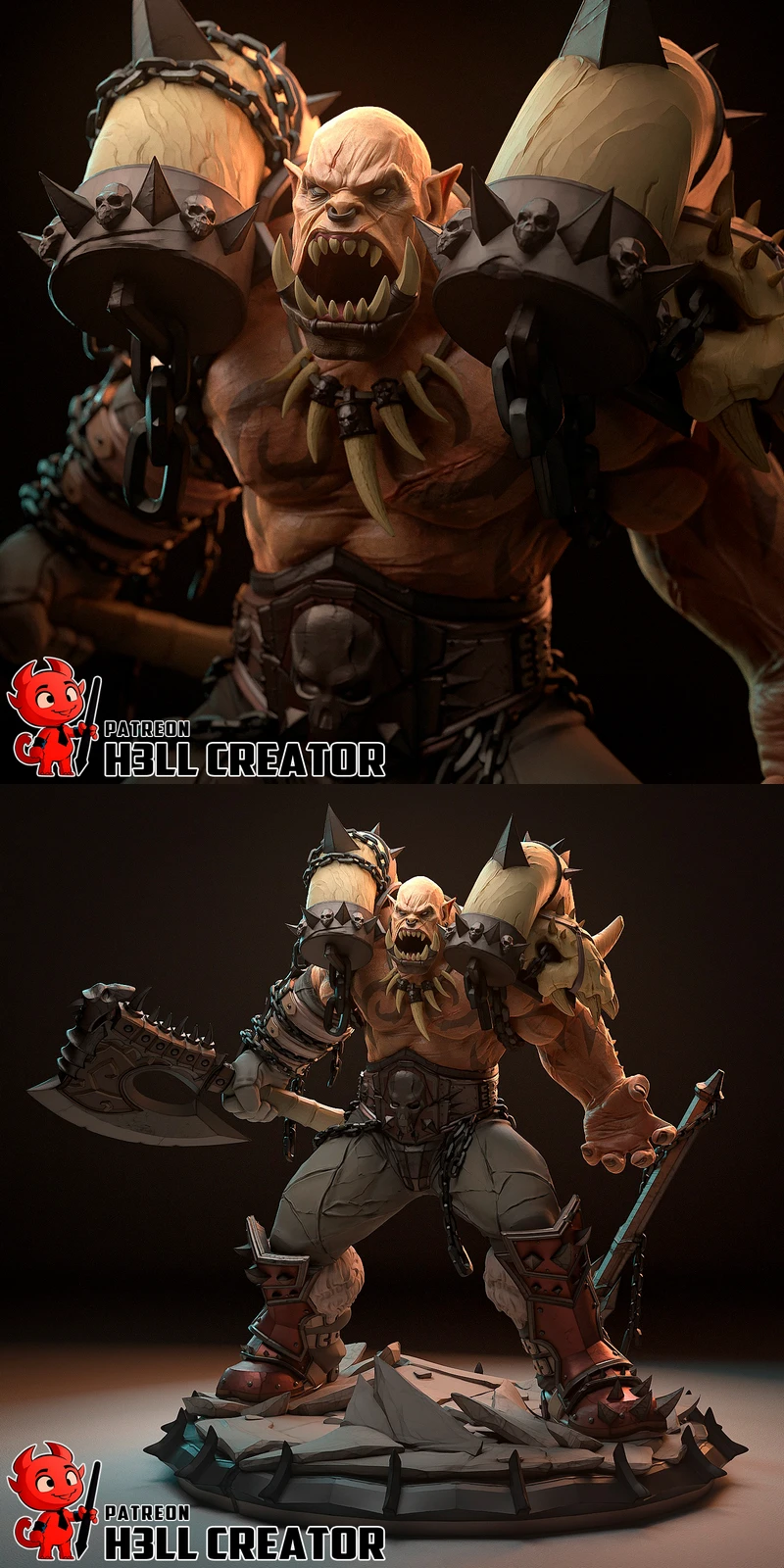 Garrosh Hellscream 3D Printable Miniature STL File STL model for 3D printing