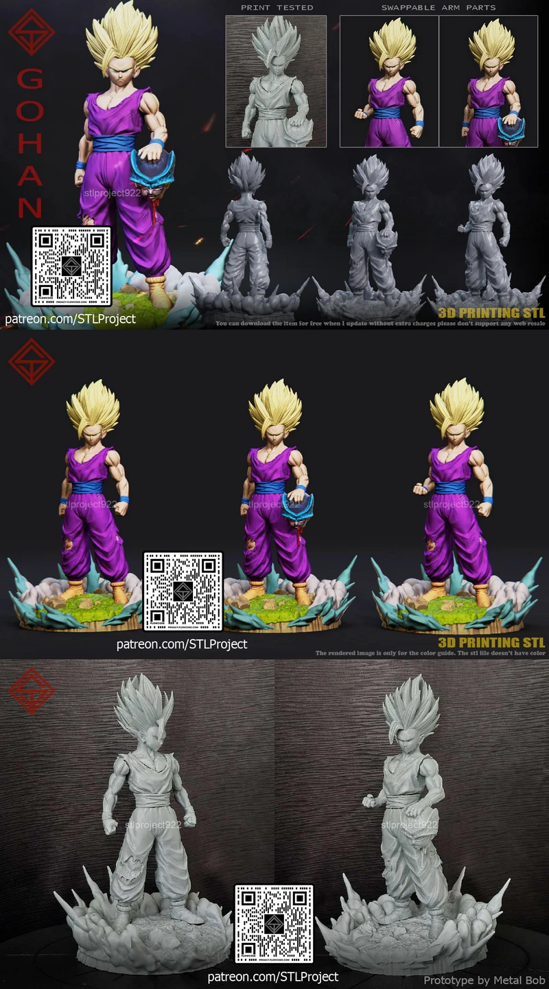 Gohan Dragon Ball Fanart Figure STL STL model for 3D printing