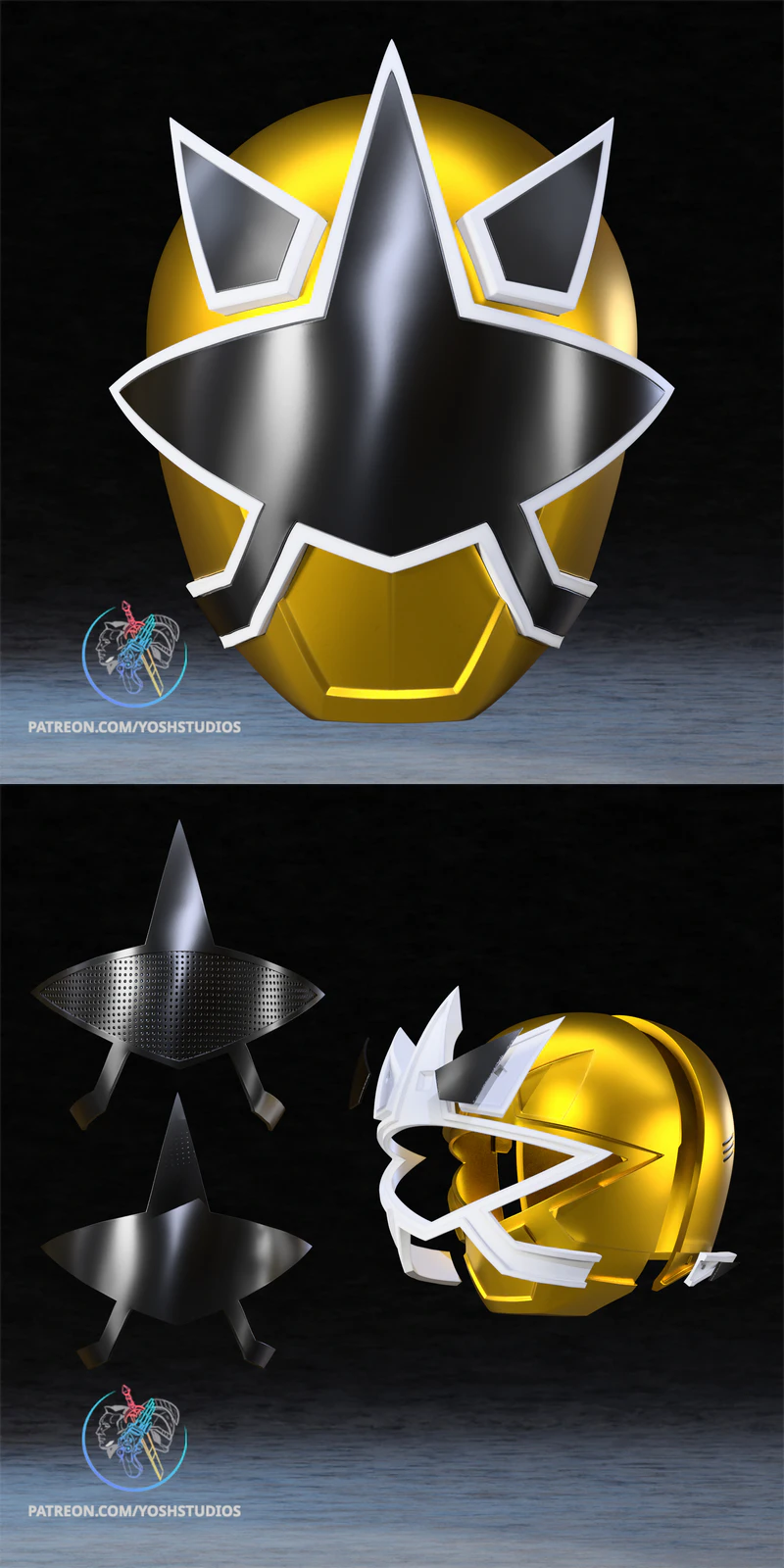 Gold Samurai Ranger Helmet 3D Printable STL Model STL model for 3D printing