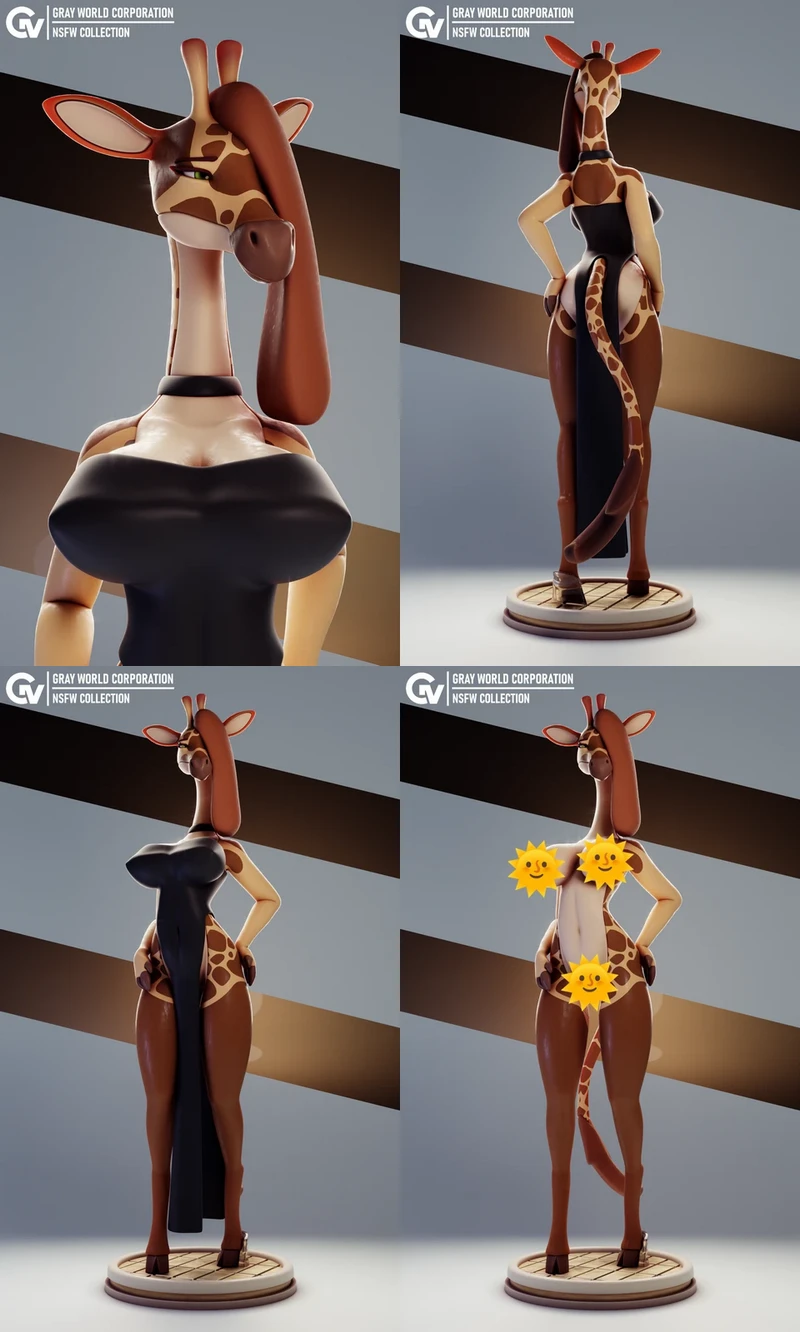 Furry Giraffe STL model for 3D printing