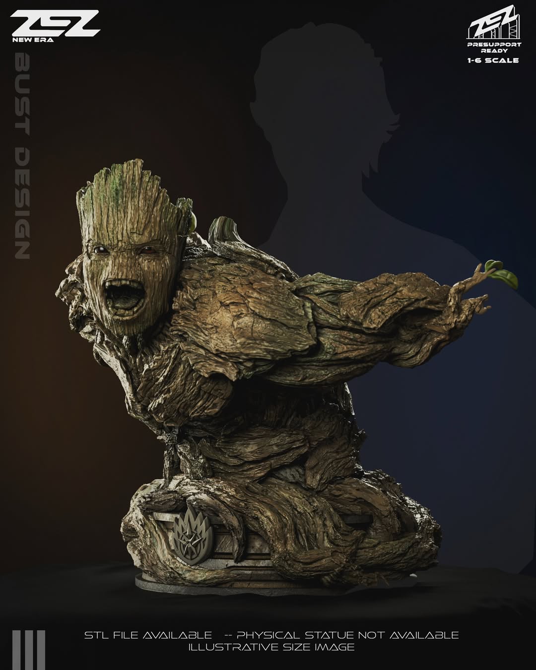 Groot bust STL model for 3D printing