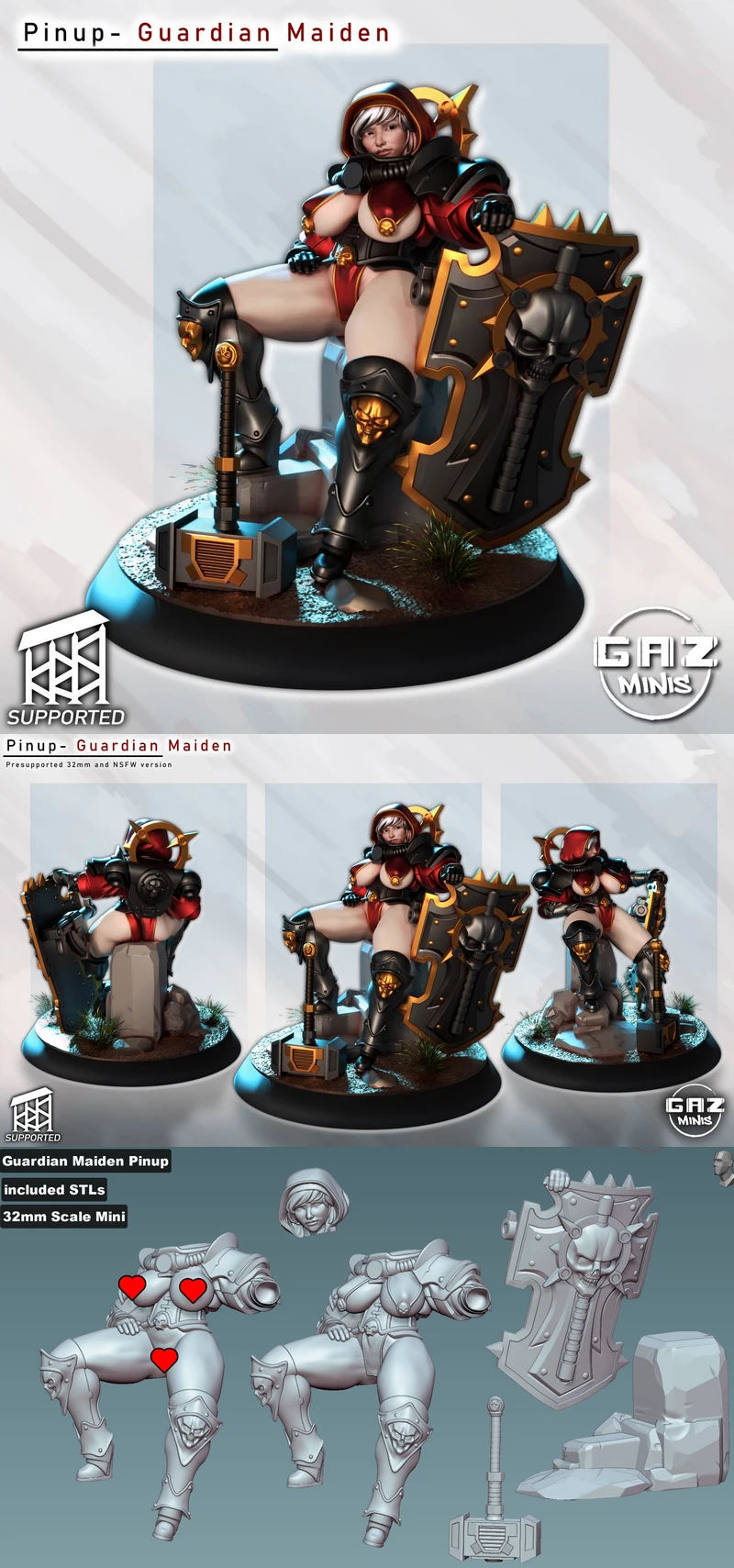 Guardian Maiden Pinup STL model for 3D printing