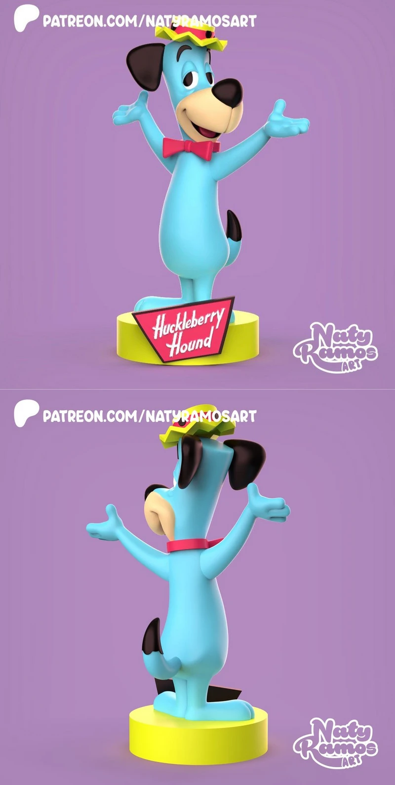 Huckleberry Hound Cartoon Character 3D Printable STL Bust STL model for 3D printing