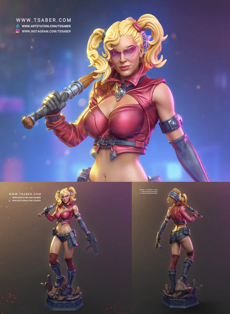 Harley Quinn Statue STL model for 3D printing