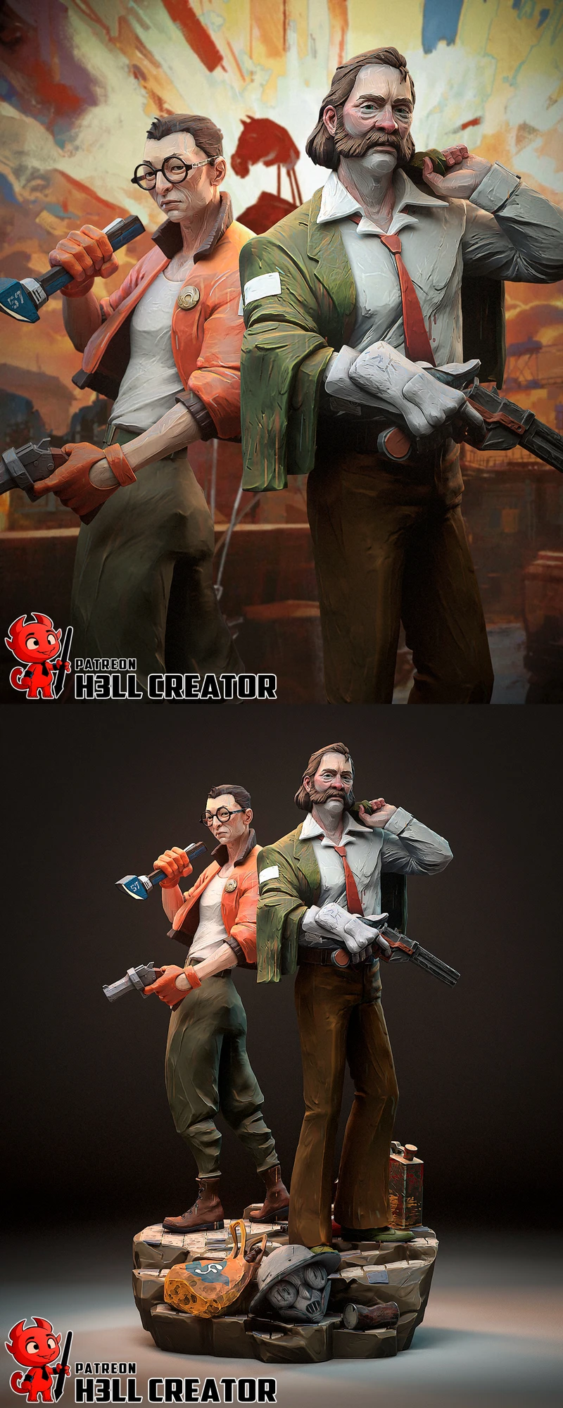Harry & Kim – Disco Elysium STL Figure Duo for 3D Printing STL model for 3D printing