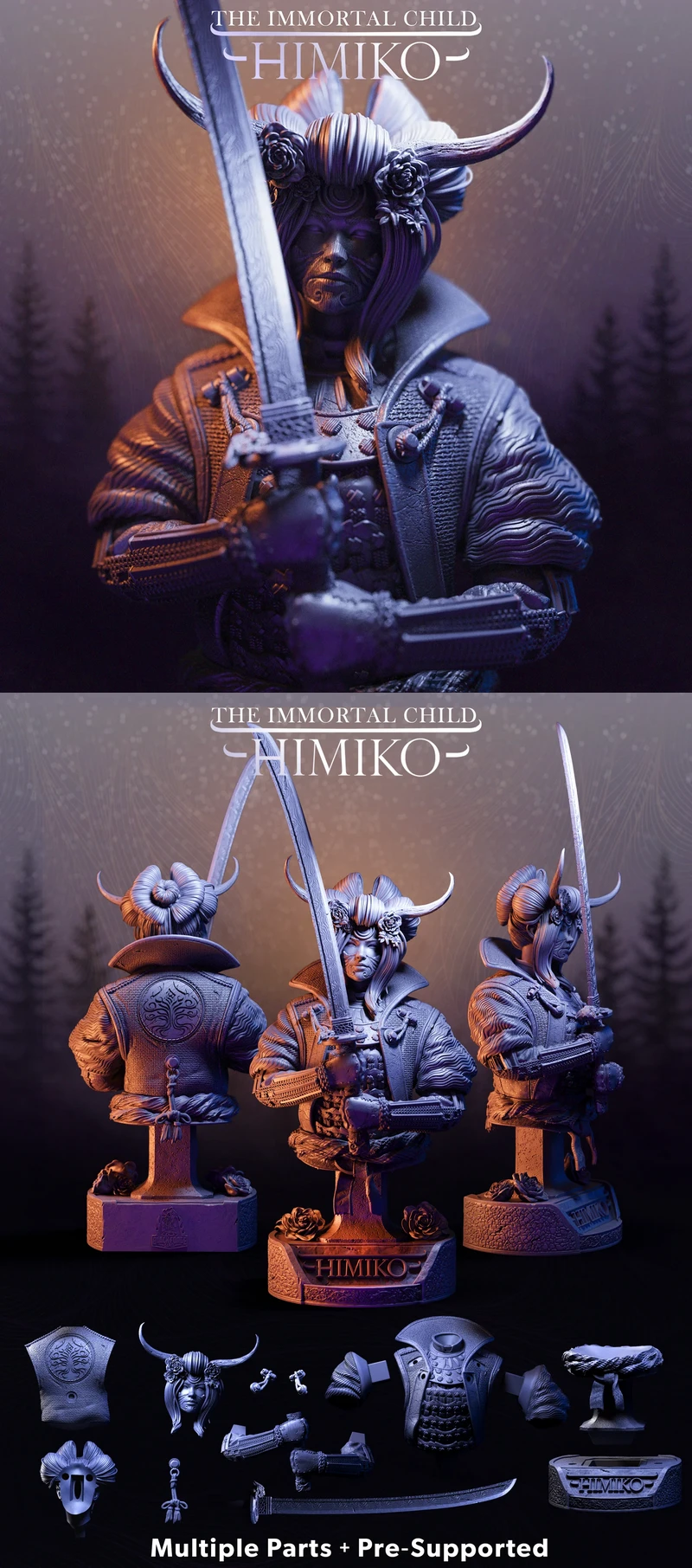Himiko – The Immortal Child – Classic Bust STL model for 3D printing