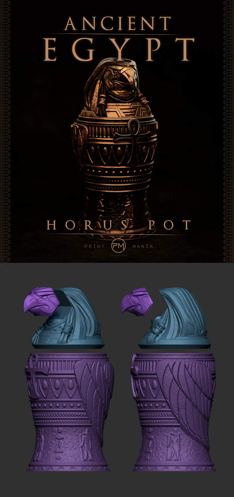 Horus Pot STL model for 3D printing