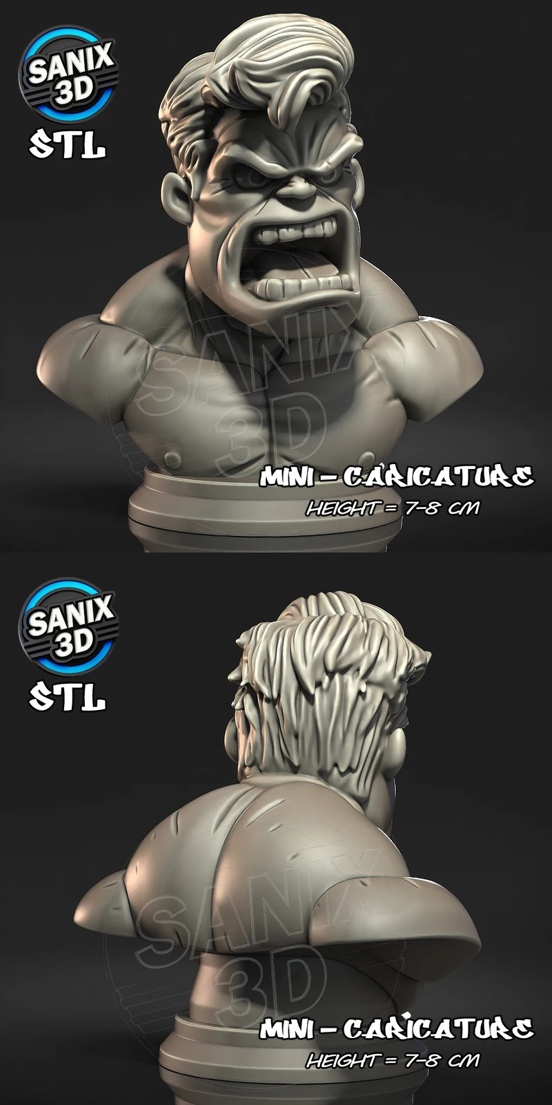 Incredible Hulk STL Bust for 3D Printing STL model for 3D printing