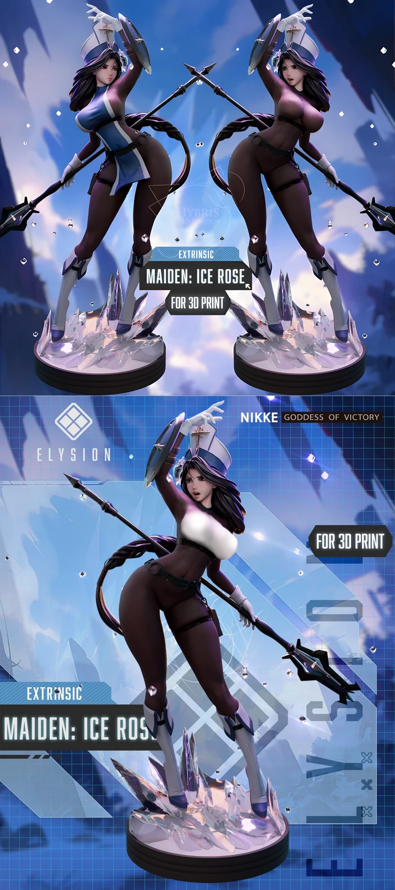 Printable Maiden Figure | NIKKE Ice Rose STL File STL model for 3D printing