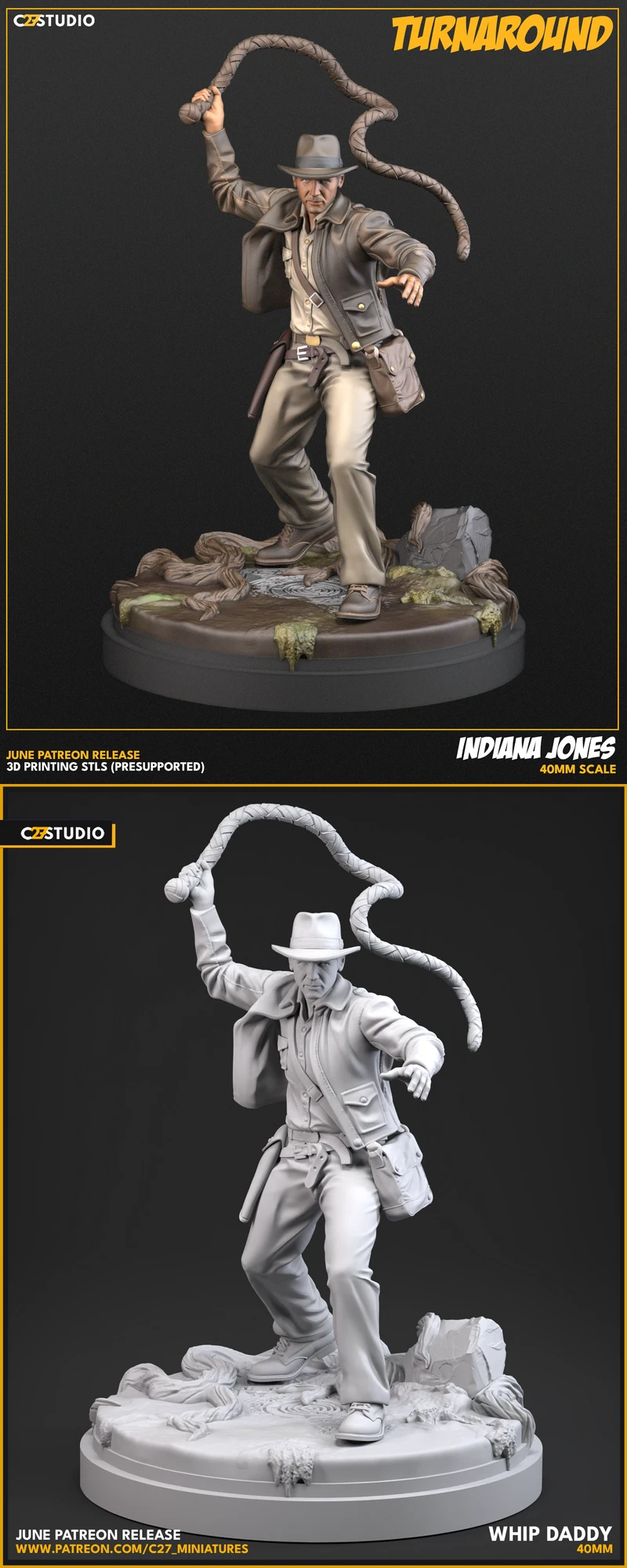 Indiana Jones Whip Daddy STL | 3D Printable Adventure Figure STL model for 3D printing