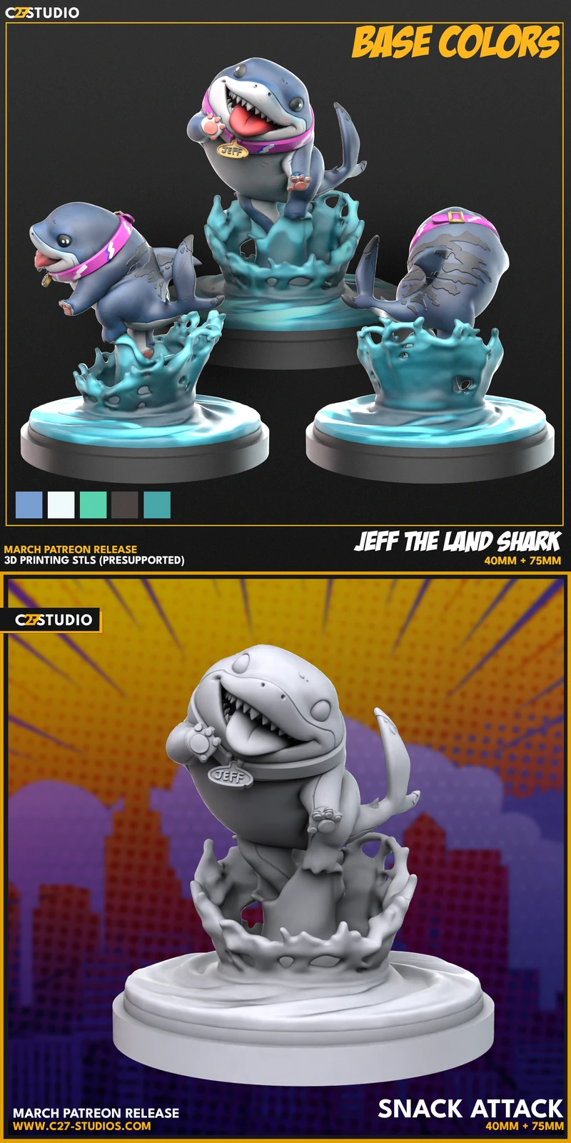 Jeff The Land Shark STL model for 3D printing