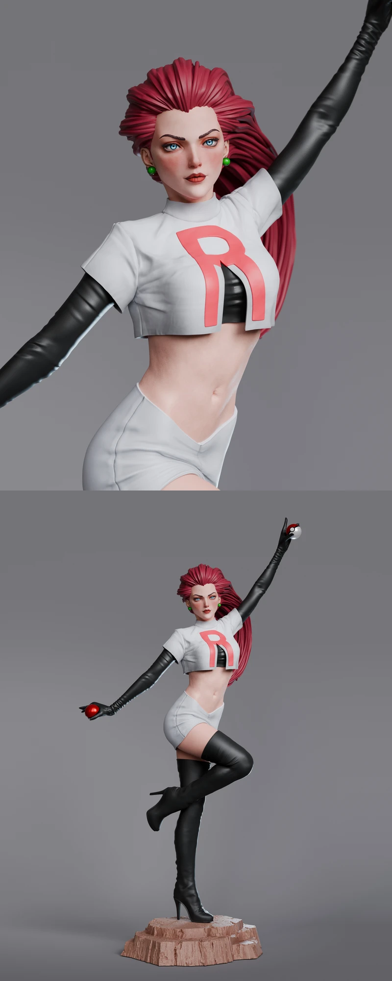 Jessie Figure – Team Rocket STL Model for 3D Printing STL model for 3D printing