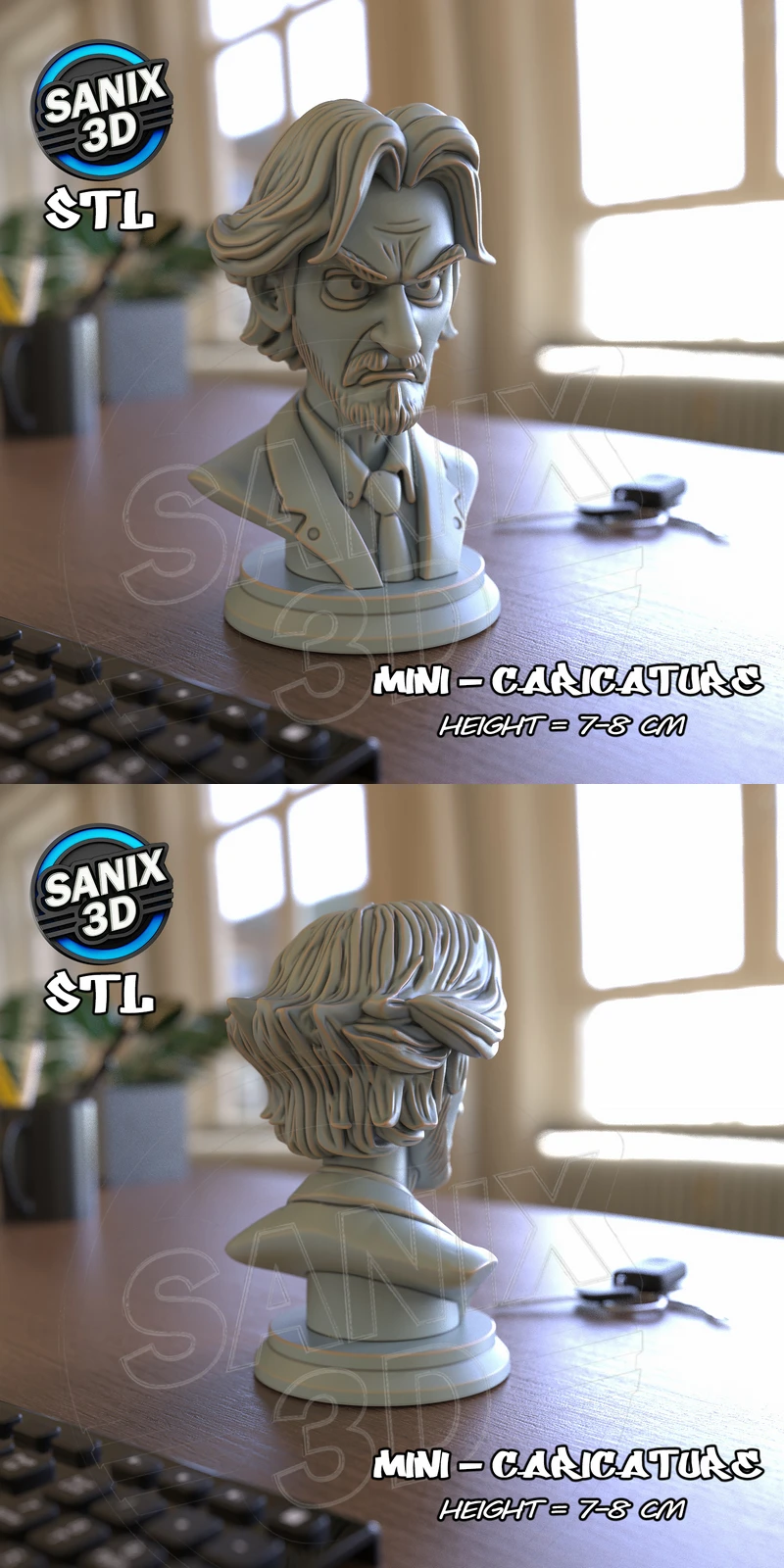 John Wick Character Bust STL File for 3D Printing STL model for 3D printing