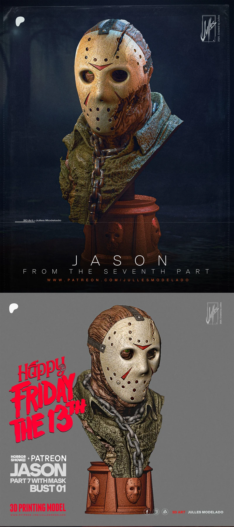 Jason Voorhees Part 7 Bust with Mask – Horror STL Model for 3D Printing STL model for 3D printing