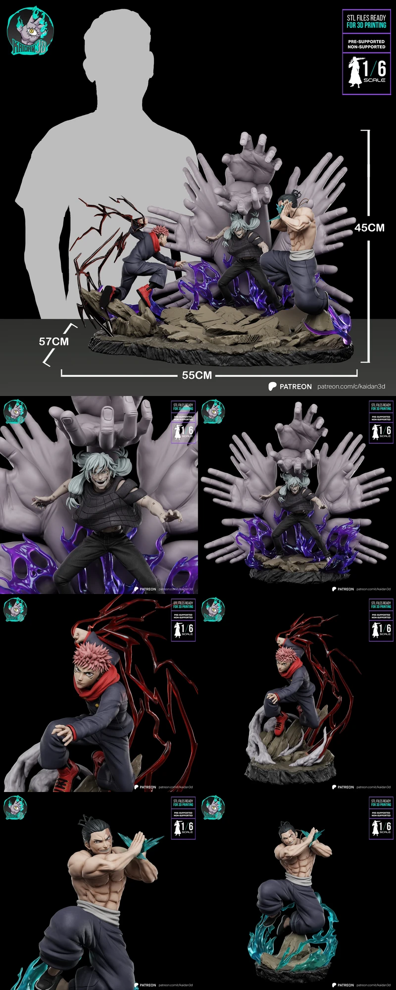 Yuji x Todo vs Mahito STL model for 3D printing