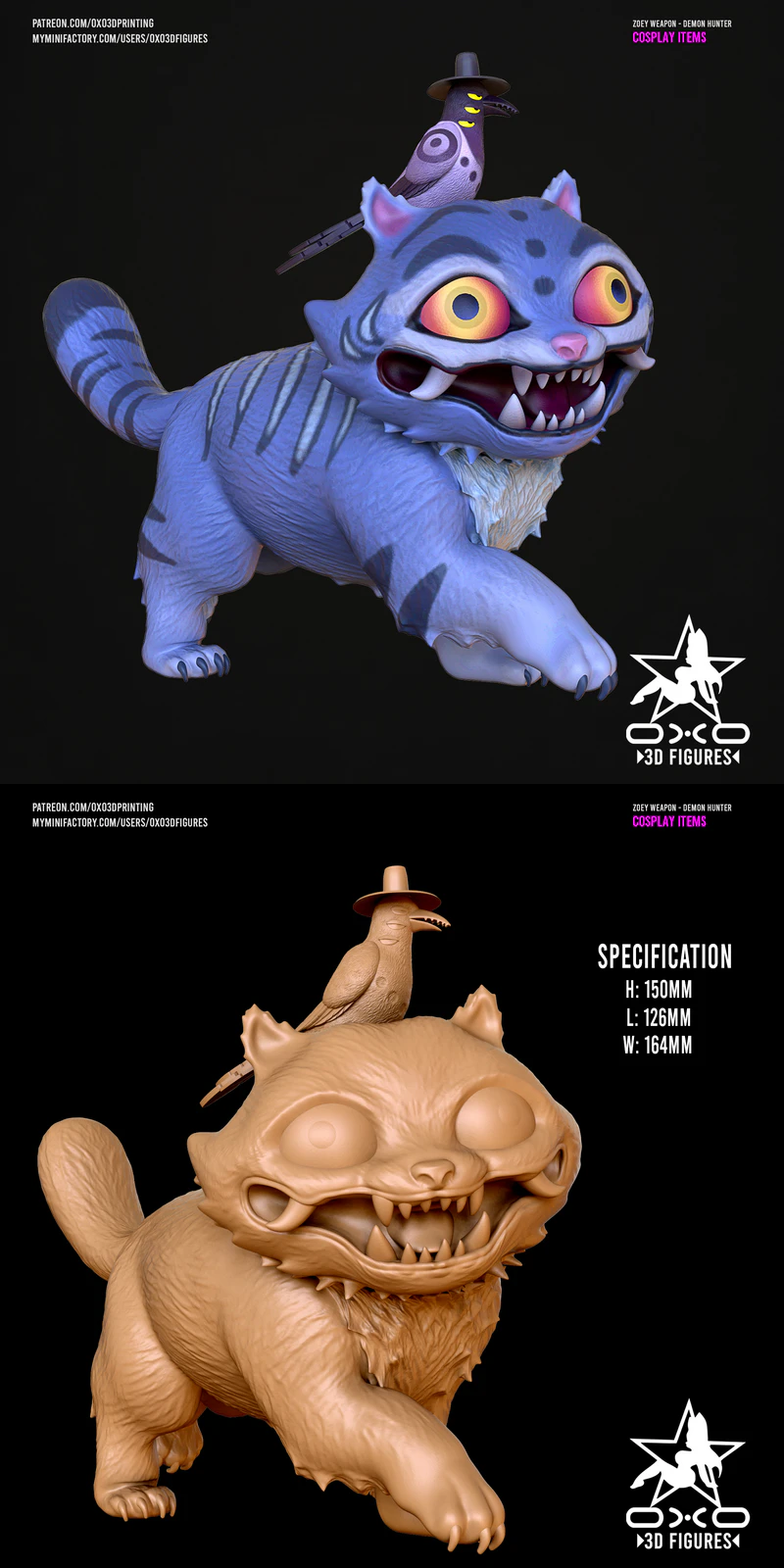 KPop Demon Hunters Tiger and Bird STL Figures for 3D Printing STL model for 3D printing