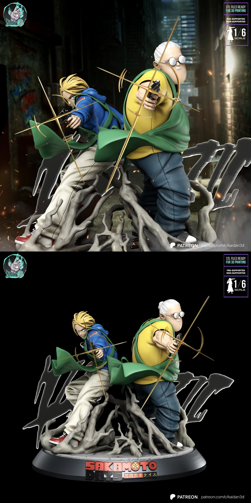 Sakamoto Days – Taro Sakamoto and Shin Asakura STL model for 3D printing