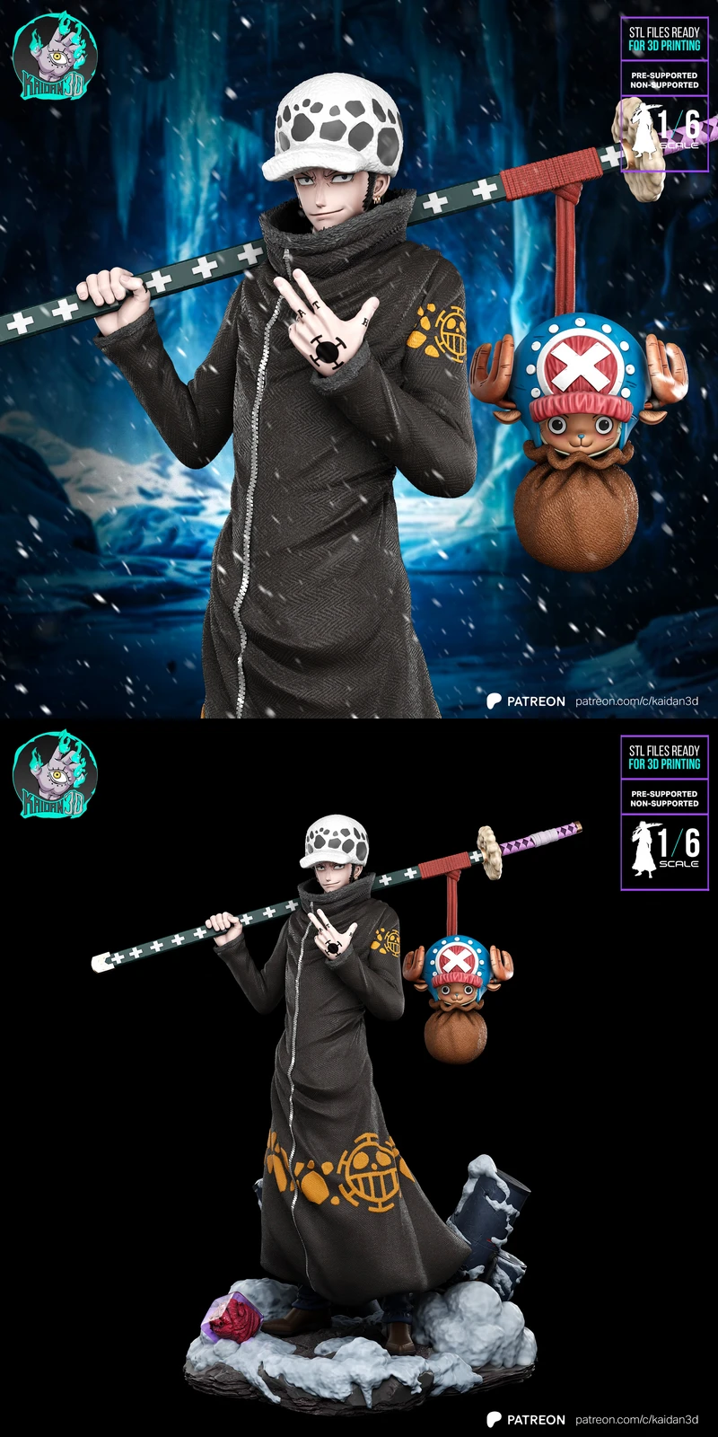 Printable Law & Chopper Duo | One Piece 3D Model STL File STL model for 3D printing