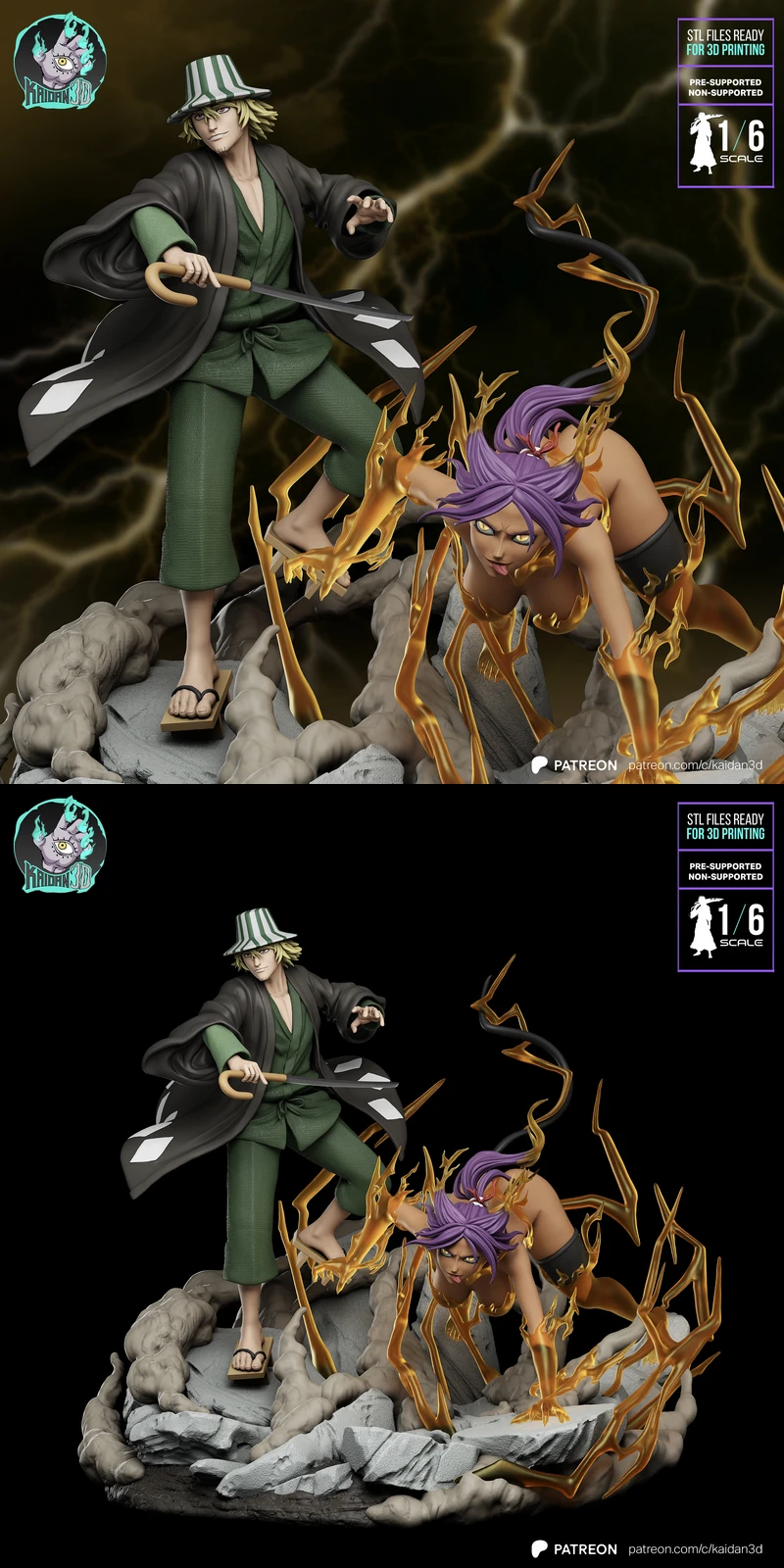 Printable Urahara & Yoruichi Figure | Bleach Duo STL File STL model for 3D printing