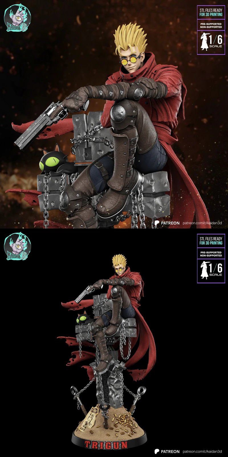 Printable Vash the Stampede Figure | Trigun Anime STL File STL model for 3D printing