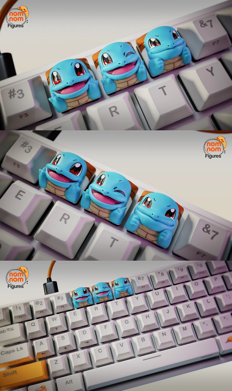 Squirtle Keycaps – 3D Printable STL Model STL model for 3D printing